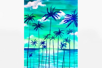 Paint Nite: Teal Palm Sunset